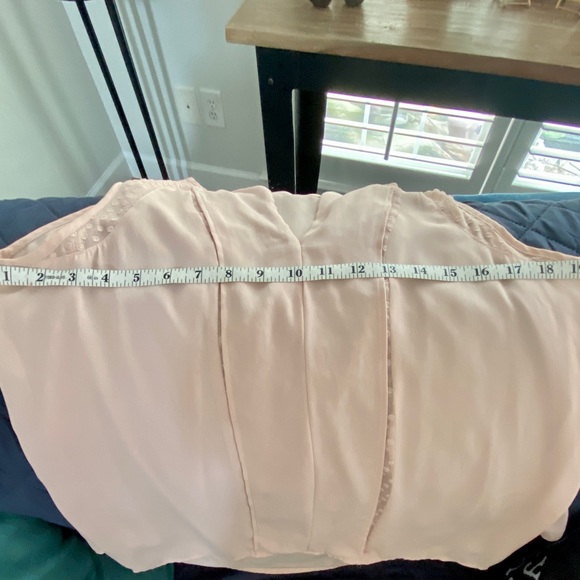 Anthropologie -Mauve brand  light pink, chiffon with polkadots  top. - Picture 8 of 9